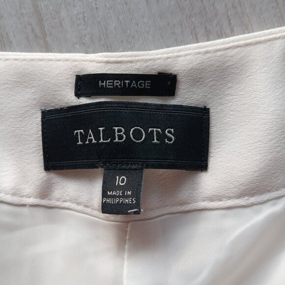 Like New Talbots Heritage Winter White Pants Lined Wide Leg Flat Front Size 10 - Picture 2 of 15
